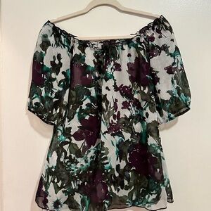 Voice Women’s Off the Shoulder Sheer Floral Blouse